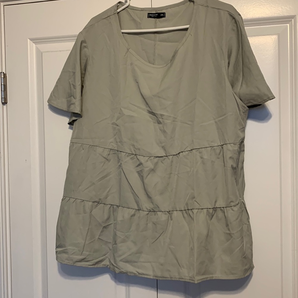 Light Sage Ruffle Top